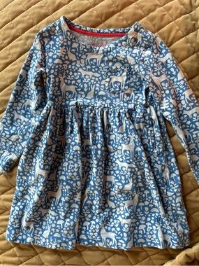 Mini Boden Blue Woodland Patterned Knit Dress